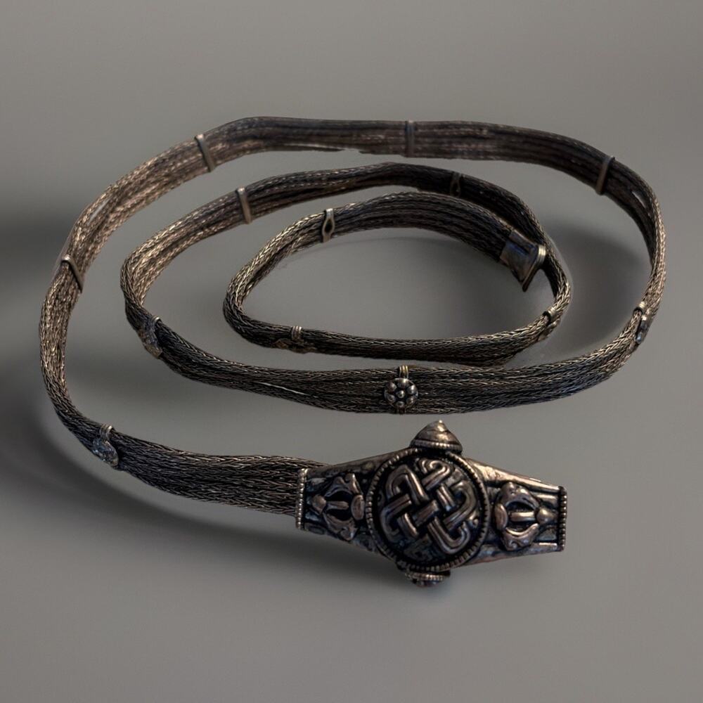 Rajasthan Silver Tone Wedding Belt 5 Wire Mesh Early 20th C Rare Find